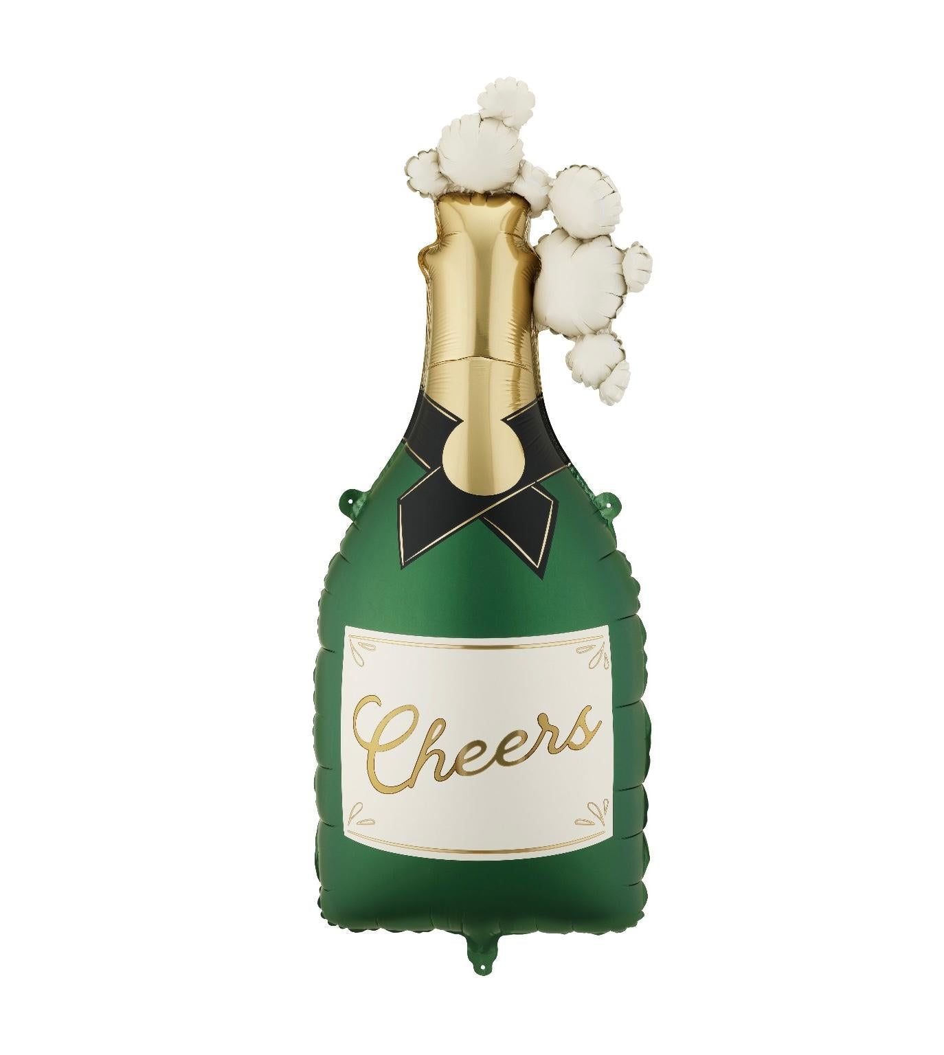 Champagne bottle foil balloon with elegant gold detailing, perfect for birthdays, engagements, weddings, anniversaries and congratulations.