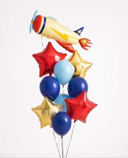 Balloon bouquet with star and plane along with latex balloons for Birthday in Adelaide